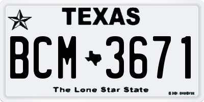 TX license plate BCM3671