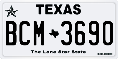 TX license plate BCM3690