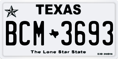 TX license plate BCM3693