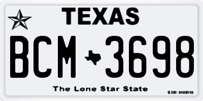TX license plate BCM3698