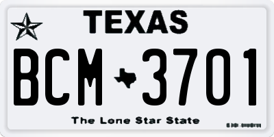 TX license plate BCM3701