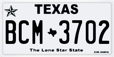TX license plate BCM3702