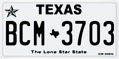 TX license plate BCM3703