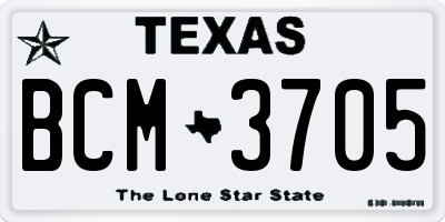 TX license plate BCM3705