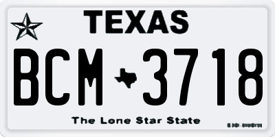 TX license plate BCM3718