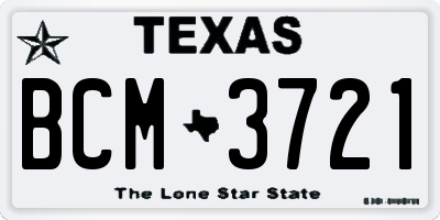 TX license plate BCM3721