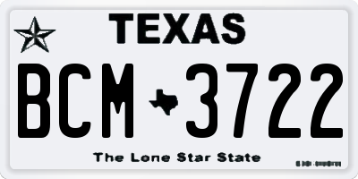 TX license plate BCM3722