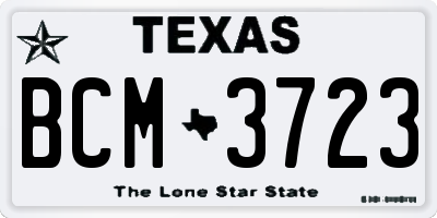TX license plate BCM3723