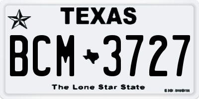 TX license plate BCM3727