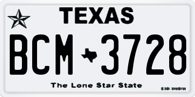 TX license plate BCM3728