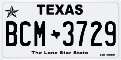 TX license plate BCM3729