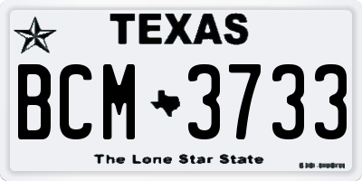 TX license plate BCM3733