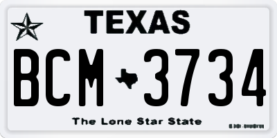TX license plate BCM3734