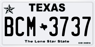 TX license plate BCM3737