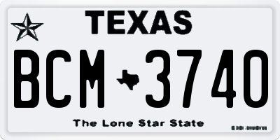 TX license plate BCM3740