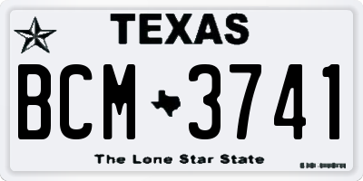 TX license plate BCM3741