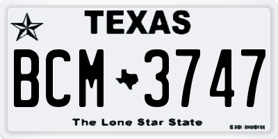 TX license plate BCM3747