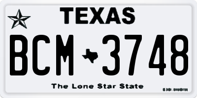 TX license plate BCM3748