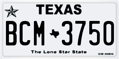 TX license plate BCM3750