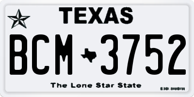 TX license plate BCM3752