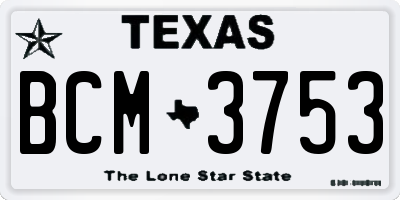 TX license plate BCM3753