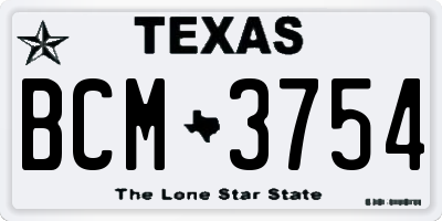 TX license plate BCM3754