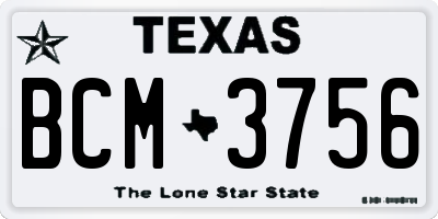 TX license plate BCM3756
