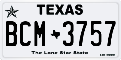 TX license plate BCM3757