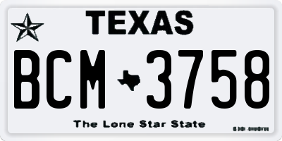 TX license plate BCM3758