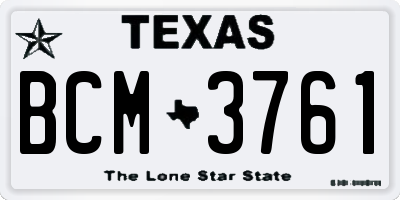 TX license plate BCM3761