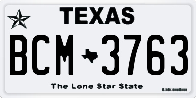 TX license plate BCM3763