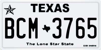 TX license plate BCM3765