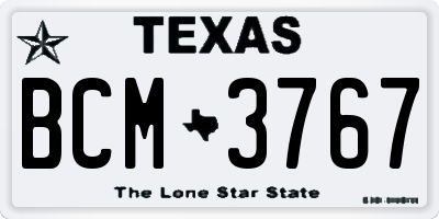 TX license plate BCM3767