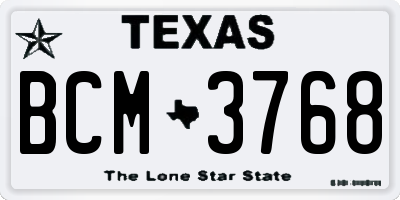 TX license plate BCM3768