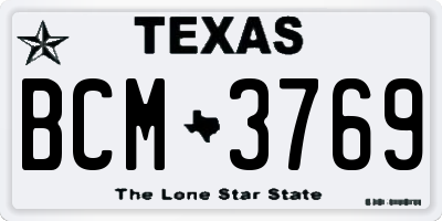 TX license plate BCM3769