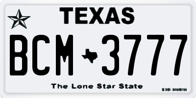 TX license plate BCM3777