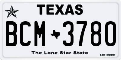 TX license plate BCM3780