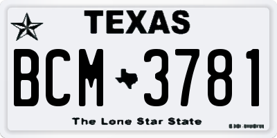 TX license plate BCM3781