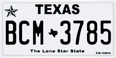 TX license plate BCM3785