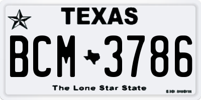 TX license plate BCM3786