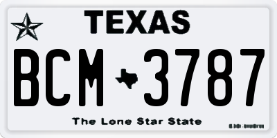 TX license plate BCM3787