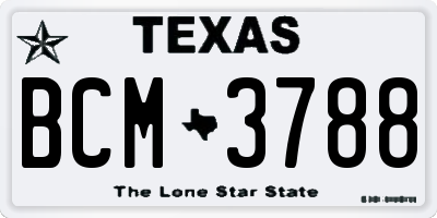 TX license plate BCM3788