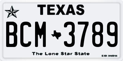 TX license plate BCM3789