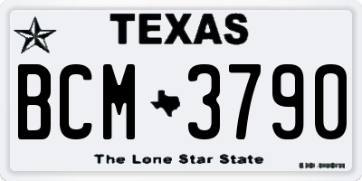 TX license plate BCM3790
