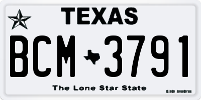 TX license plate BCM3791