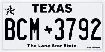 TX license plate BCM3792
