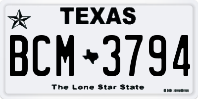 TX license plate BCM3794