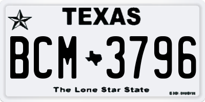 TX license plate BCM3796