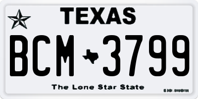 TX license plate BCM3799