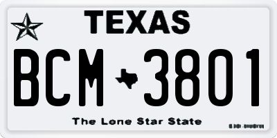 TX license plate BCM3801